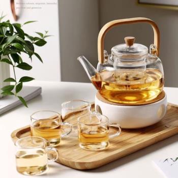 Ấm thủy tinh quai gỗ trên