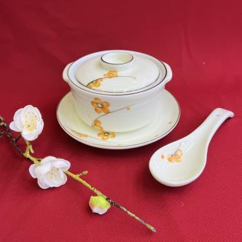 Bát sứ nắp kèm đĩa thìa 11cm BT
