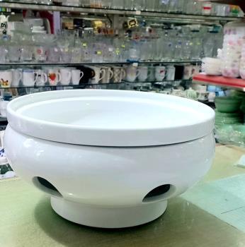 Bộ bát 2 lớp sứ trắng tròn đốt nến 21cm