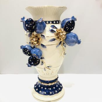 Bình hoa sứ cao lựu xanh nổi 45cm 049