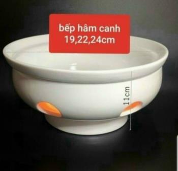 Bộ bát 2 lớp sứ trắng tròn đốt nến 24cm