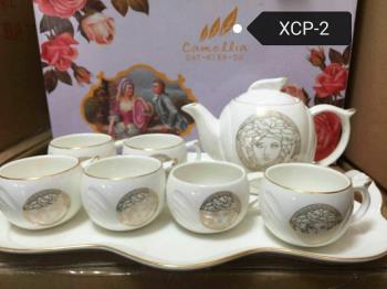 Bộ bình thấp + cốc khay sứ nữ thần