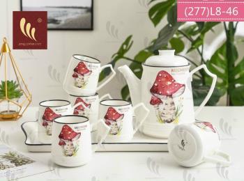 Bộ cốc bình cao khay sứ hình nấm