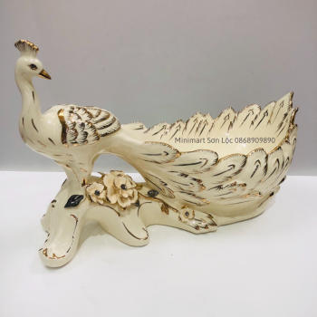 Đĩa sứ công dài hoa nổi 10744