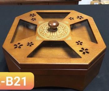 Khay mứt gỗ 1 tầng nắp hoa B21-1