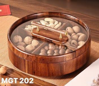 Khay mứt gỗ tròn 4 ngăn