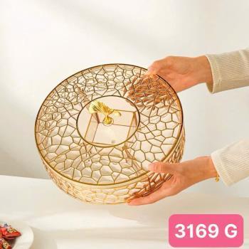 Khay mứt nhựa tròn vân rạn vàng