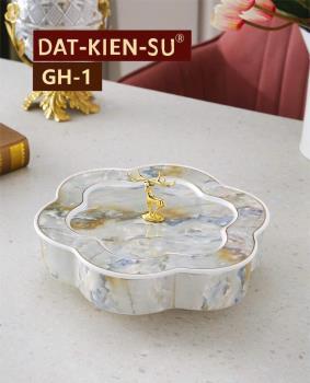 Khay mứt sứ tròn vân đá đế xoay