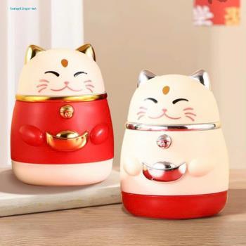 Lọ tăm nhựa mèo ấn
